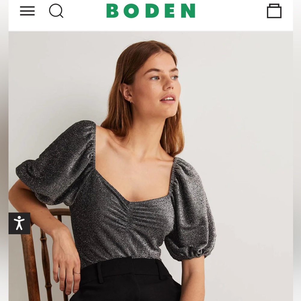 Boden Rushed jersey sparkle top, size 8.